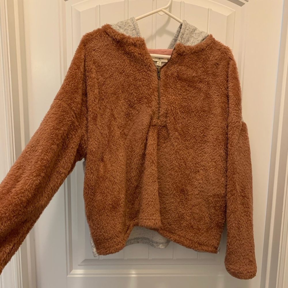 Umgee Pink Sherpa, Gray-hooded Sweater
